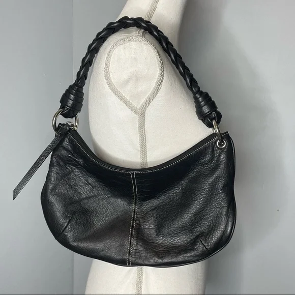 *LAUREN RALPH LAUREN* NWOT Black Leather Braided Handle Handbag - Picture 9 of 11